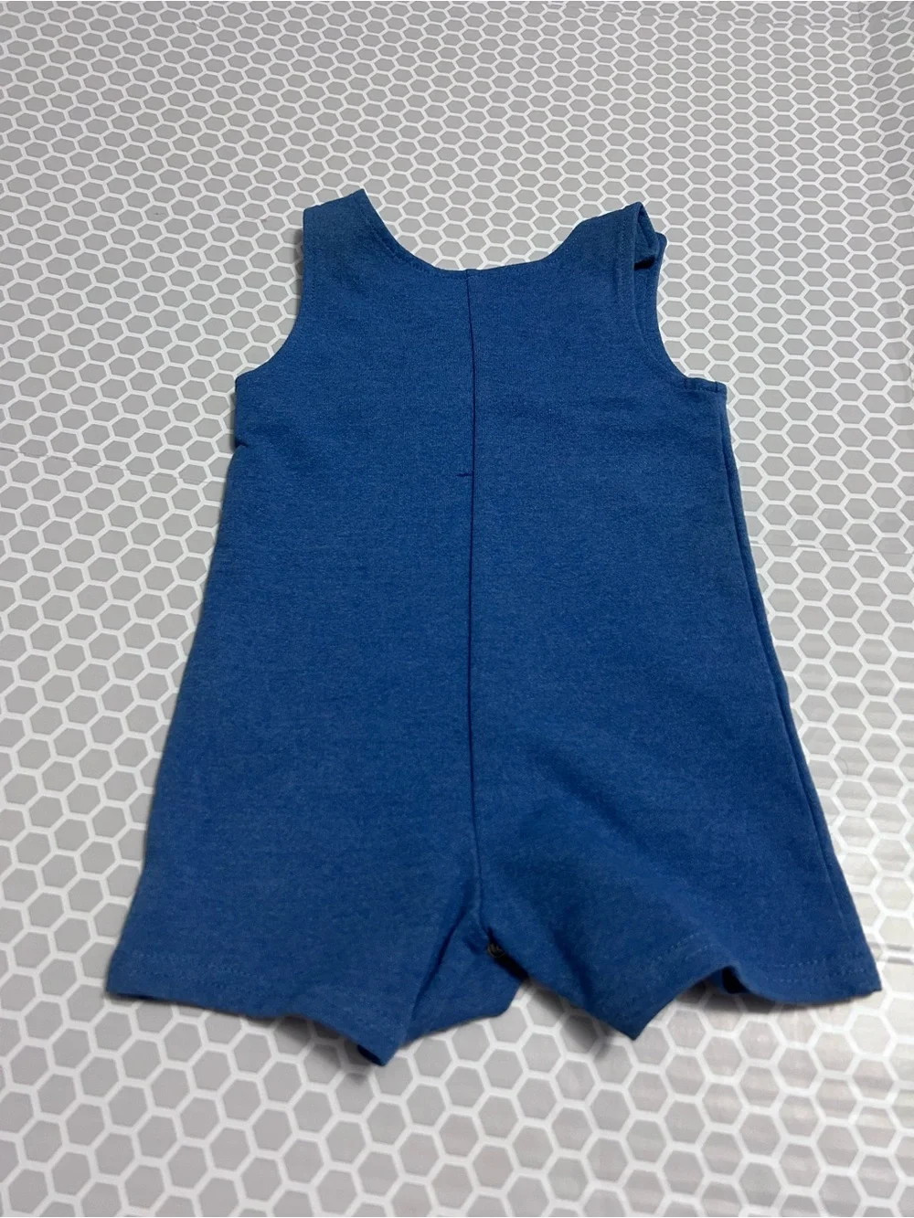 Baby Blue Pumpkin Appliqué Short Sleeve Romper. Size 9M